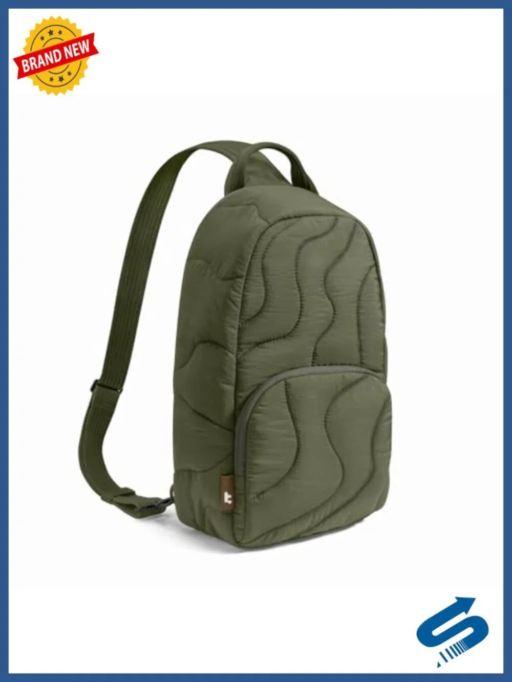 Puffy Sling Backpack with Laptop Compartment, Quilted Crossbody Travel Daypack